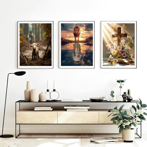 WNPOKN 3Pcs Religious Diamond Art Kits for Adults 12x16inch
