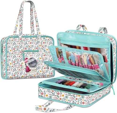 FINPAC Sewing and Craft Supplies Storage Tote Bag with Clear Pockets