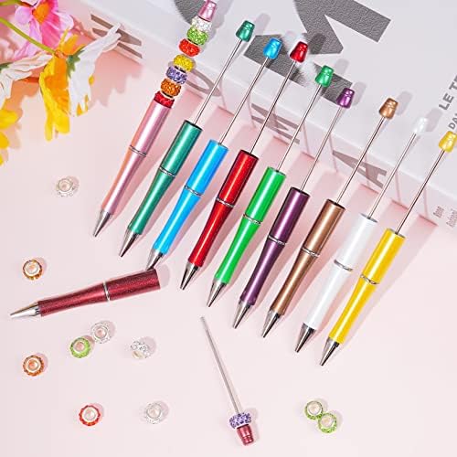 30Pcs Beadable Pens Beaded Ballpoint Pens Bulk for DIY Writing Bright