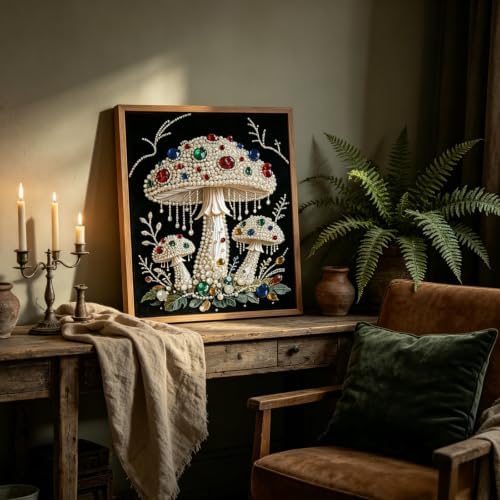 Pearl Diamond Painting Kits for Adults, Diamond Art for Mushroom 12x16In