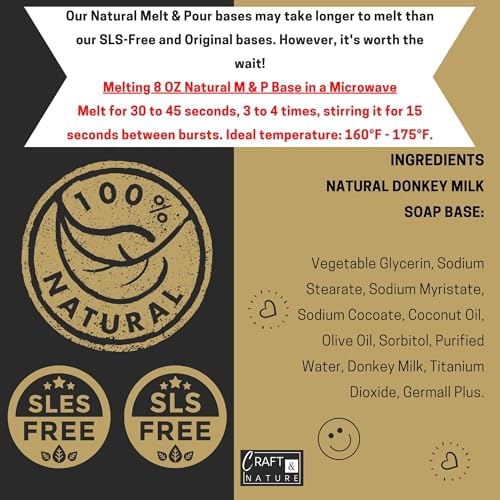 Craft & Nature 4 LB All Natural Clear Moisturizing Glycerin Melt And Pour Soap Base for Soap Making (4 Pound (Pack of 1), Donkey Milk (Unscented))
