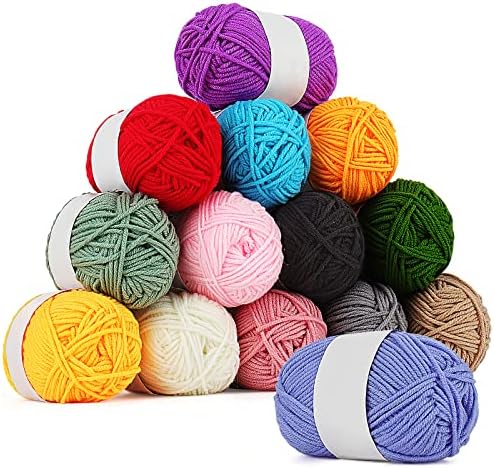 Coopay 14 Colors AcrylicYarn Set for Crochet & Knitting, Mini Yarn Skeins