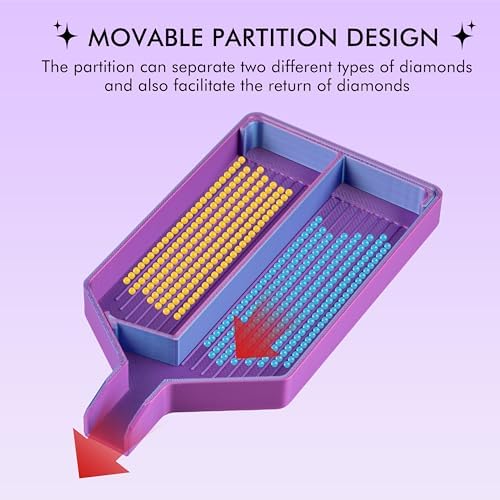 Diamond Art Trays with Lids, Multi-Color Partitioned Diamond Painting Tray, Suitable for 5D Diamond Dots, Purple Gold