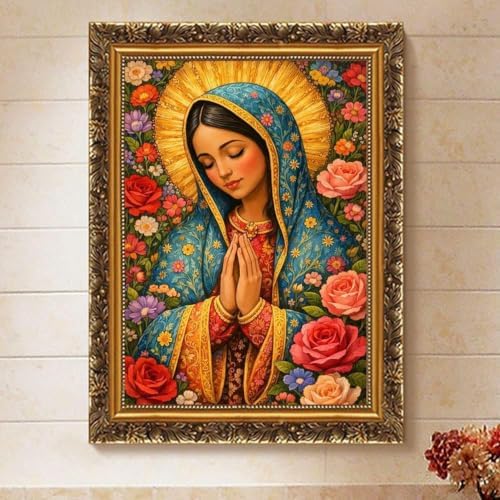 ARPADAMO Virgin Mary Rose Diamond Art Kit for Adult Diamond Painting12x16in