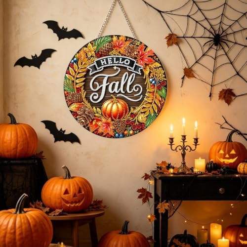 Tabszca Hello Fall Hanging Diamond Art Kits for Adults, Pendant Suncatcher