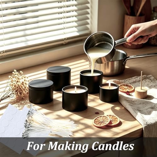 Candle Tins 4 Oz, Candle Tins with Lids, Metal Empty Candle Jars, Black Candle Jars for Making Candles, Small Tins with Lids, Bulk Candle Tins for Candle Making and Small Business (Black, 4oz-12pcs)