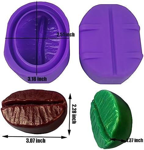 Silicone Soap Molds, Coffee Bean, 2 Pack | silicone molds for soap making, DIY Crafts, Candle, Non-stick, Soft and Durable