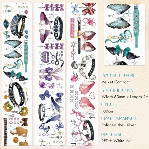 Sitsink PET Tape for Journal Scrapbooking - Punk Gothic PET Tape Stickers for Crafts Junk Journal Supplies Notebook Scrapbook DIY Decor Ornament