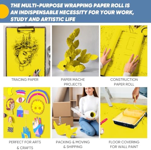 Yellow Wrapping Paper Craft Kraft Paper Roll 15"x450",Bulletin Board Paper
