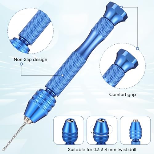 Mudder 57 Pcs Micro Drill Bits & Pin Vise Set 0.1-3mm, Blue
