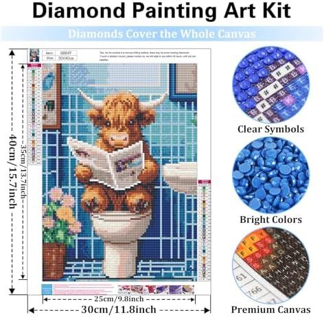 Reivworl Cow Diamond Art Kits for Adults Beginner 12×16 inch