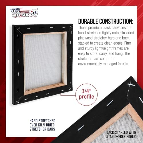 U.S. Art Supply 8"x8" Mini Square Canvases for Painting, Pack of 4