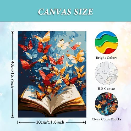 AIBOERL Paint by Numbers Kit for Adults Beginner,Butterfly Book, 12X16In