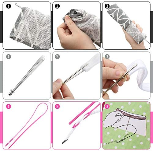 6 Pcs Sewing Loop Turner Kit with Drawstring Threader, Hook, Tweezers