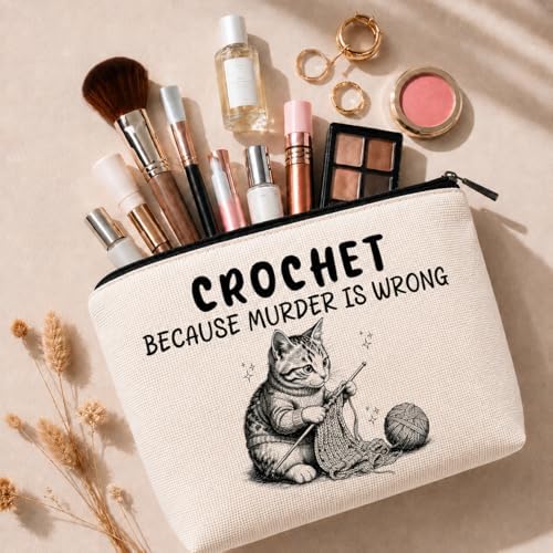 Funny Crochet Bag Gifts for Crochet Lovers Accessories and Gadgets Knitting Gifts Christmas Retirement Friendship Fun Gift Funny Birthday Gifts for Women Friends Sister Mom Travel Cosmetic Bag