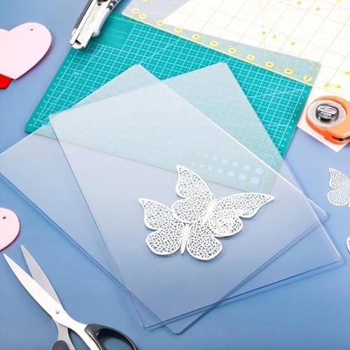 Blulu 4 Pieces Transparent Acrylic Cutting Pads, 8.7x6.1x0.1 Inch Die Cutting Plates for Small Die-Cutting Machines, Embossing Craft Pads for DIY Scrapbooking Card Making (12.5 x 9.0 Inch)