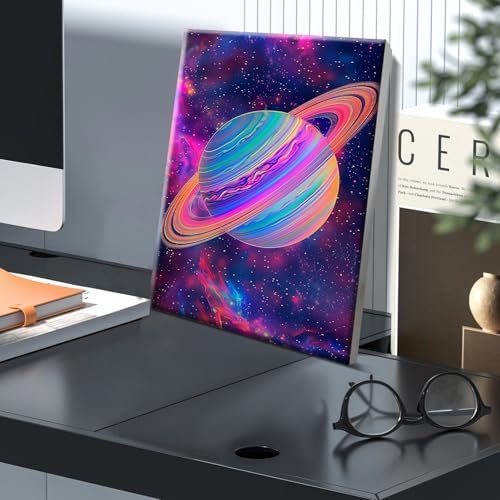 JOOZ Paint by Numbers Kit for Adults with Frame, Planet, 8x12 Inch