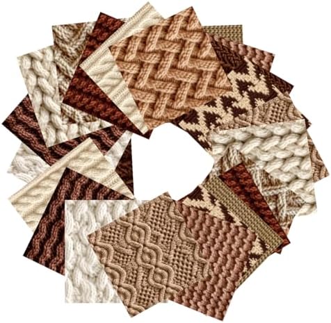 24 Sheets Knitting Wool Decorative Scrapbooking Paper Pad 6x6 Craft Paper Single-Side Card Making Supplies for Junk Journal, Holiday Journaling, Brown, Earth Tone and White