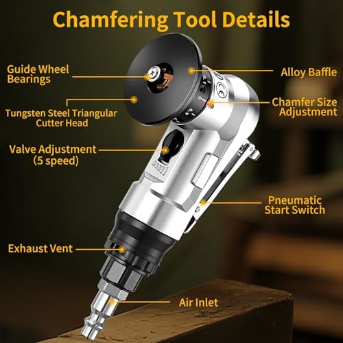 Pneumatic Chamfer Tool, 30000 RPM Air Chamfer Tool with 8C & 6R Blades