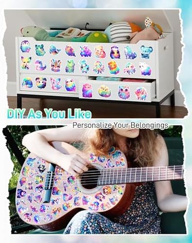 100 Pcs Cute Rainbow Animal Stickers Pack for Kids Girls Teens
