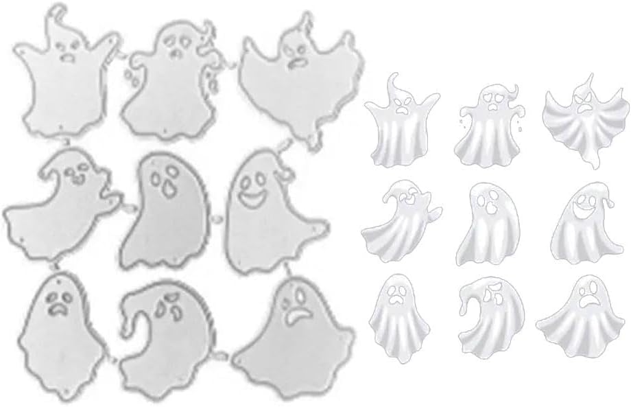 Silver Halloween Ghost Metal Cutting Dies Ghost Die Cuts Embossing Stencil Template for Card Making DIY Scrapbooking Album Paper Craft Decorative Die-Cuts