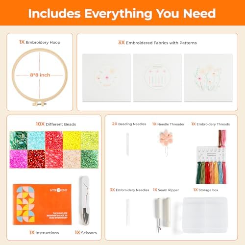 HTVRONT Sparkling Bead Embroidery Kit, 3 Sets, for Creative Decor