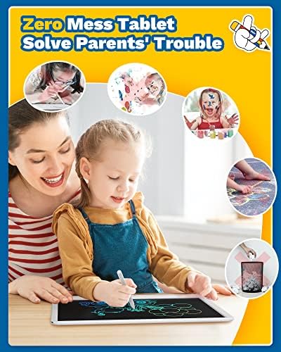 TEKFUN 15" LCD Writing Tablet Whiteboard Style, Large Reusable Writing Pad for Kids & Home, Electronic Note Board for Learning, Memo, and Daily Use, Screen-Free Drawing Tablet (White)