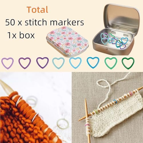 Hilsayum 80Pcs Knitting Stitch Markers 4 Shapes Colorful Crochet Stitch Markers with Box for Crocheting and Knitting,
