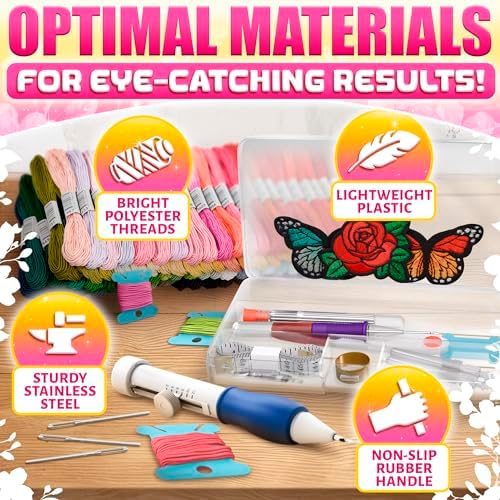 137-Piece Embroidery Kit for Beginners with 100-Color Floss