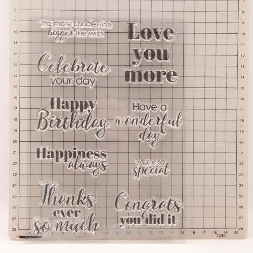 MESYGK Happy Birthday Love You More Thanks Ever So Much Special Clear Stamps Transparent Silicone Stamp Album Cards Rubber Stamp for Card Making Decoration and DIY Scrapbooking