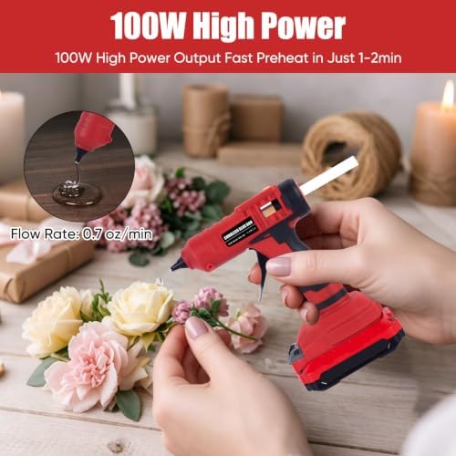 100W Cordless Glue Gun for CRAFTSMAN V20 20V Battery Users – Heats in 60s, Anti-Drip Nozzle, Low Voltage Protection, 20 Glue Sticks | Crafts, Home Repair, Holiday Decor, Floral