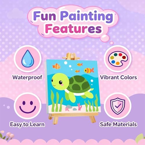 Gemozaic 4 Pack Paint by Numbers Kit for Kids Age 4-12 with Frame and Easel