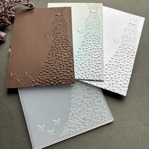 Heart Trail Butterfly 3D Embossing Folder, Romantic Love Textured Plastic Stencil for DIY Scrapbooking Card Making Paper Crafts