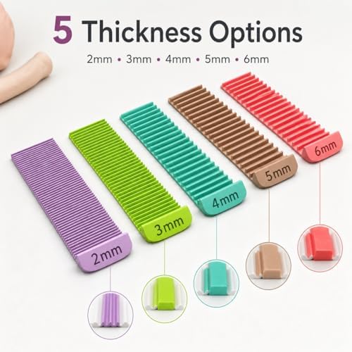 Juphex Polymer Clay Cane Slicing Guides for Earring Making and Precision Crafting, 5 Color-Coded Thickness Cutting Tools (2mm, 3mm, 4mm, 5mm, 6mm)，3D Printed