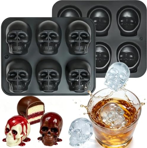 Skull Ice Cube Mold 12 Cavity, 3D Skull Chocolate Mold