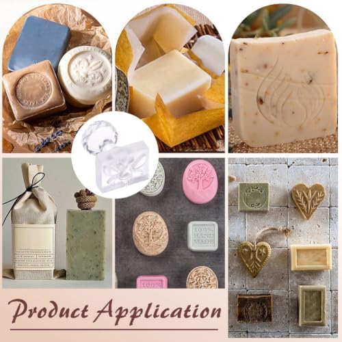 PandaHall Handmade Soap Stamp, Bees Stamping Imprint 1.3 Inch Square Natural Insects Stamp with Handle for DIY Craft Making