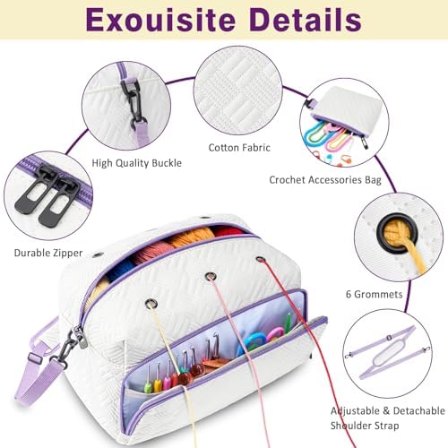 IBFUN Crochet Yarn Knitting Bag Organizer for Knit Accessories Hooks