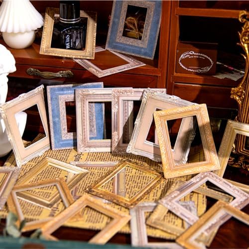 30Pcs Vintage Scrapbook Paper Photo Frame for Scrapbooking Junk Journal Collage Diary Embellishment DIY Photo Album DIY Craft Decoration, 10 Patterns (YSDC5)