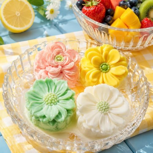 4 Pack 3D Flower Silicone Molds,DIY Candle Soap Making Cake Decorating