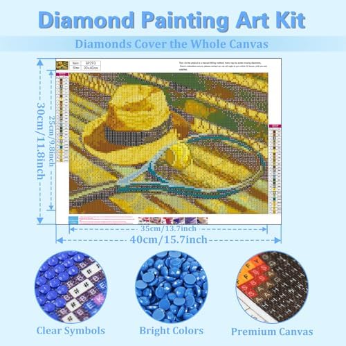 Reivworl Tennis Diamond Art Kits for Adults Beginner 12×16 inch