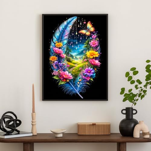 Diamond Art Kits for Adults & Beginners, Feather Diamond Painting Kit