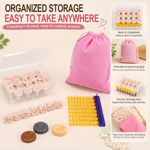 30 Pcs Animal Pattern Clay Modeling Stamp Set with 72-Character Letter Stamps and Storage Box, Animal Pattern Stamps for Polymer/Ceramic Clay, Pottery Craft, Cookie and Jewelry Making