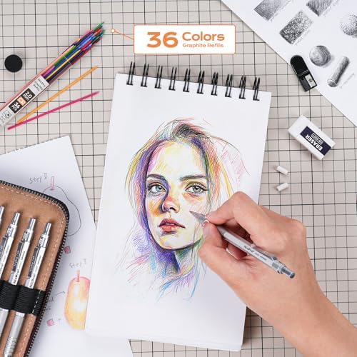 Nicpro 33PCS Metal Mechanical Pencil Set in Leather Case