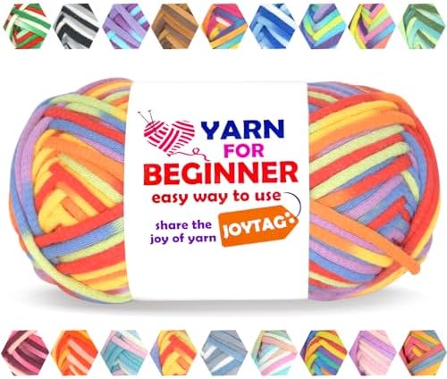 50g Rainbow Beginner Crochet Yarn for Crocheting and Knitting Multicolor Cotton Crochet Yarn for Beginners Easy Yarn for Beginners(Rainbow 01)