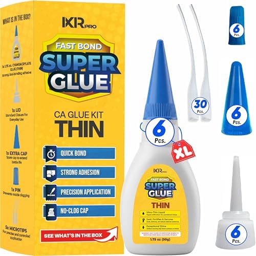 Thin CA Glue, Super Glue, Cyanoacrylate Adhesive, 6 Pcs 1.75oz Repair kit