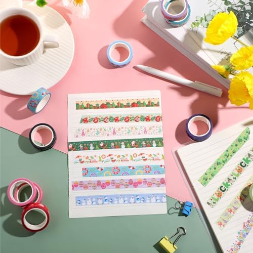 TaoBary 33 Rolls Washi Tape Set, 15mm Holiday Seasonal,Festive Style