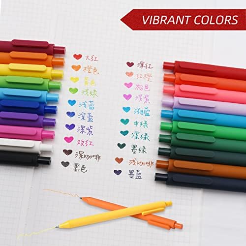 Kaco PURE Colored Gel Pens 0.5mm 20 Pieces Set Comfort Grip Quick Drying