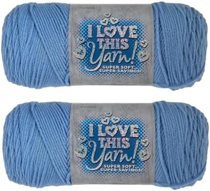 Hobby Lobby I Love This Yarn, 100% Acrylic, 120 Medium Blue, Set of 2
