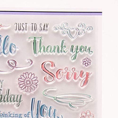 Happy Birthday Colorful Words Clear Stamp Silicone Stamp Cards with Sentiments, Letters Clear Rubber Seal Stamps for Holiday Card Making Decoration and DIY Scrapbooking Album DIY Crafts