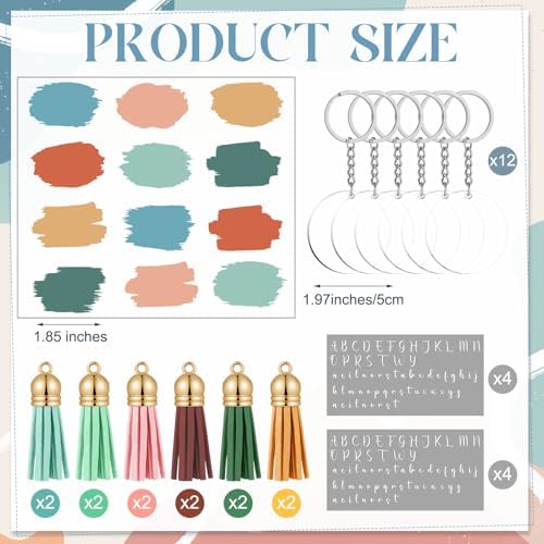 Tondiamo 12 Sets Acrylic Keychain Blanks Sets, DIY Name Keychains, Boho